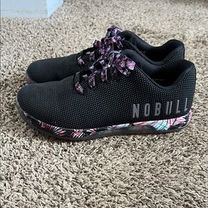 NOBULL Black Sneakers with Pink and Blue Floral Pattern